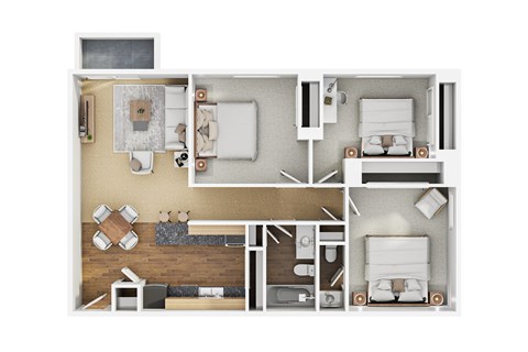 Floor plan for 3 beds, 1.5 baths, 950 sqft